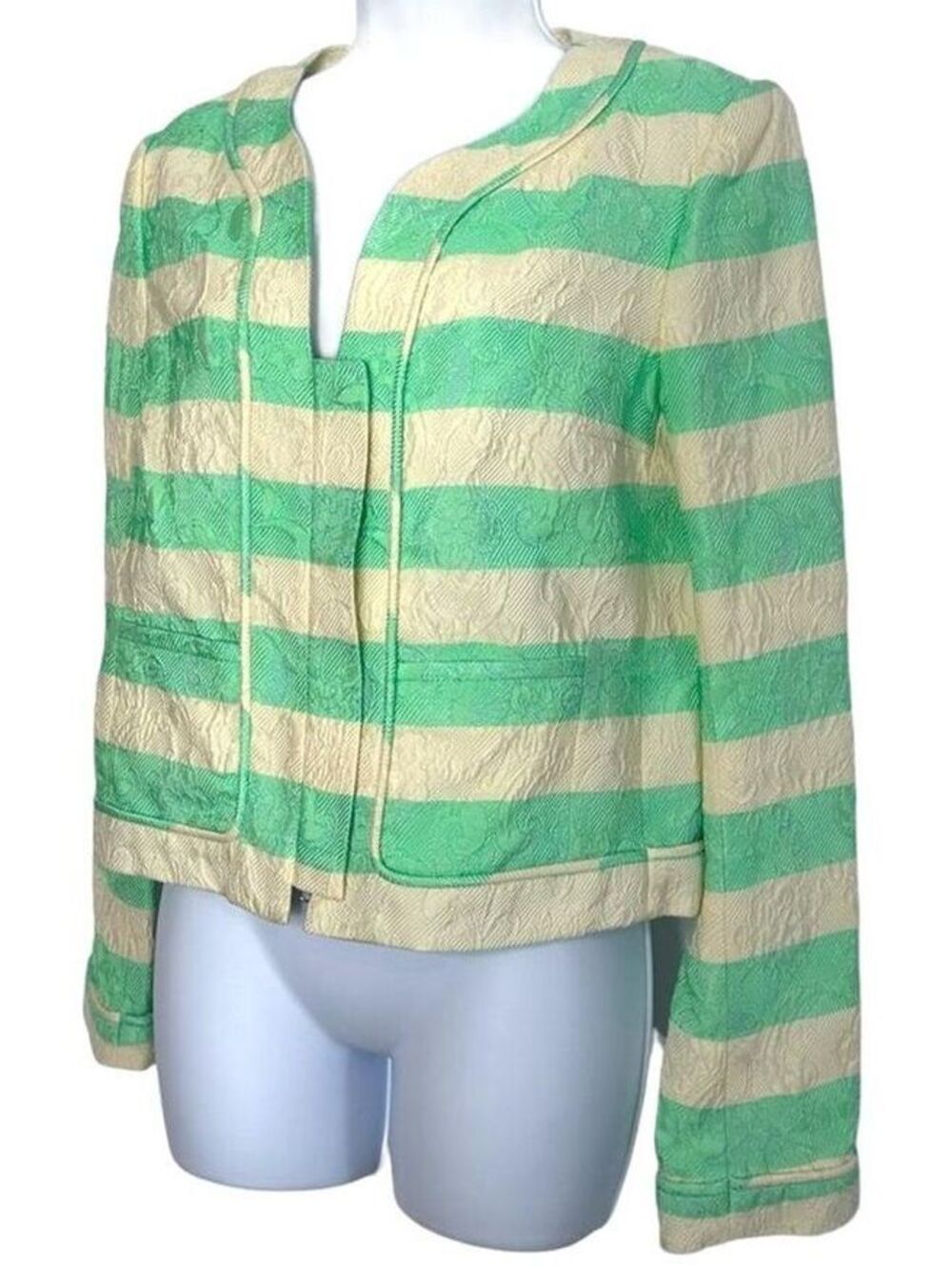 Thakoon Women's Size 6 Multicolor Striped Designer Blazer Jacket, Green
